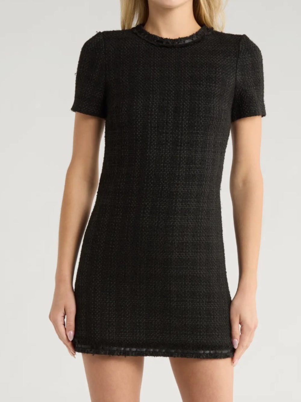 Alice + Olivia Black Tweed Mini Dress